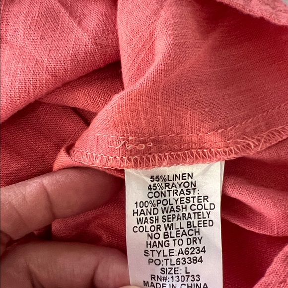 Umgee Linen Blend Pink Balloon Sleeve Baby Doll Dress with Lace Detail - Picture 6 of 6